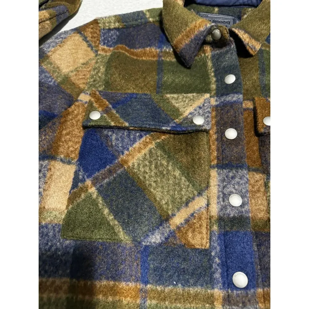 BlankNYC Hit The Trail Shacket Flannel Brown Green Navy Sz M - Picture 8 of 12